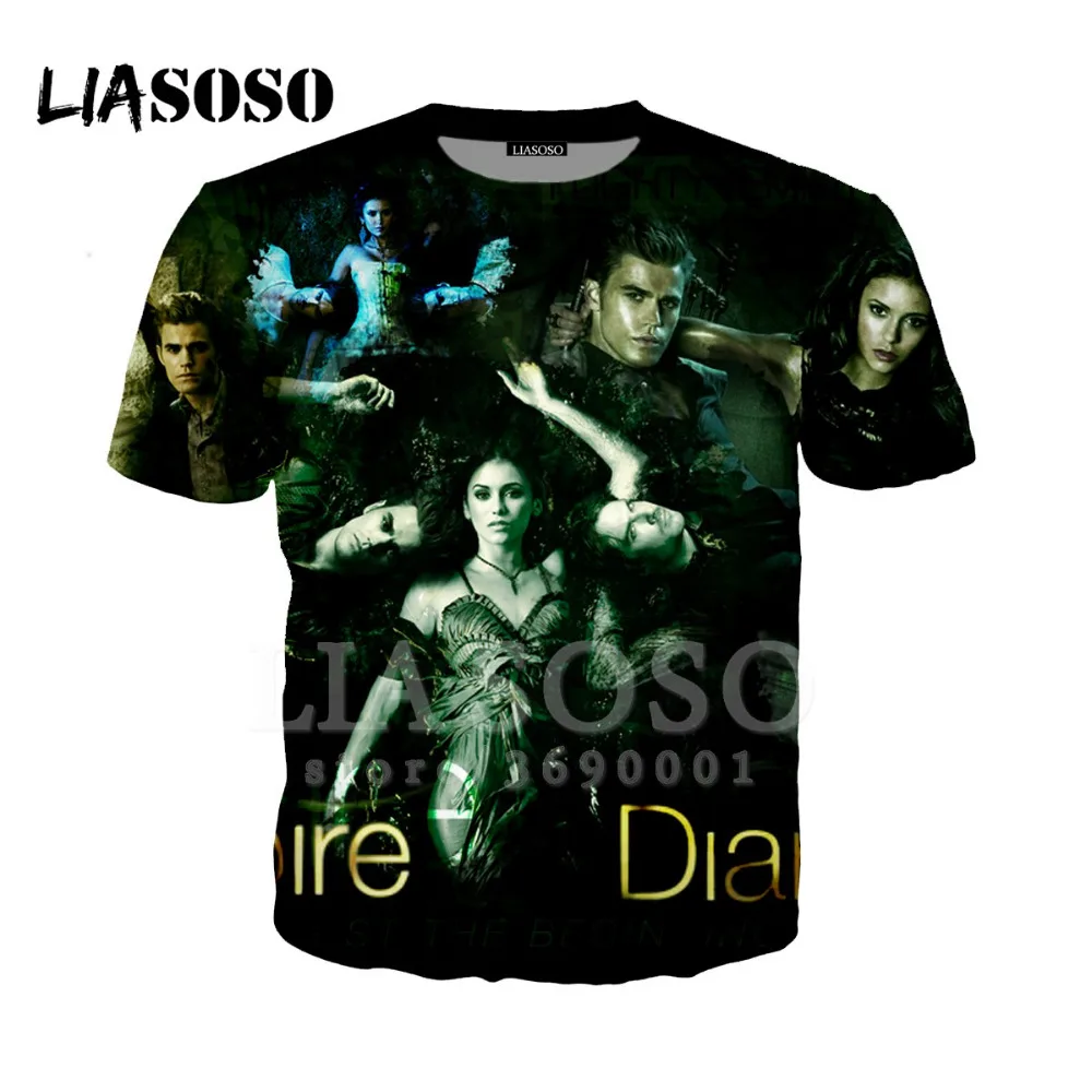 

LIASOSO 3D Print Women Men Design The Vampire Diaries Tshirt Summer T-shirt Hip Hop Pullover Harajuku Short Sleeve X1270