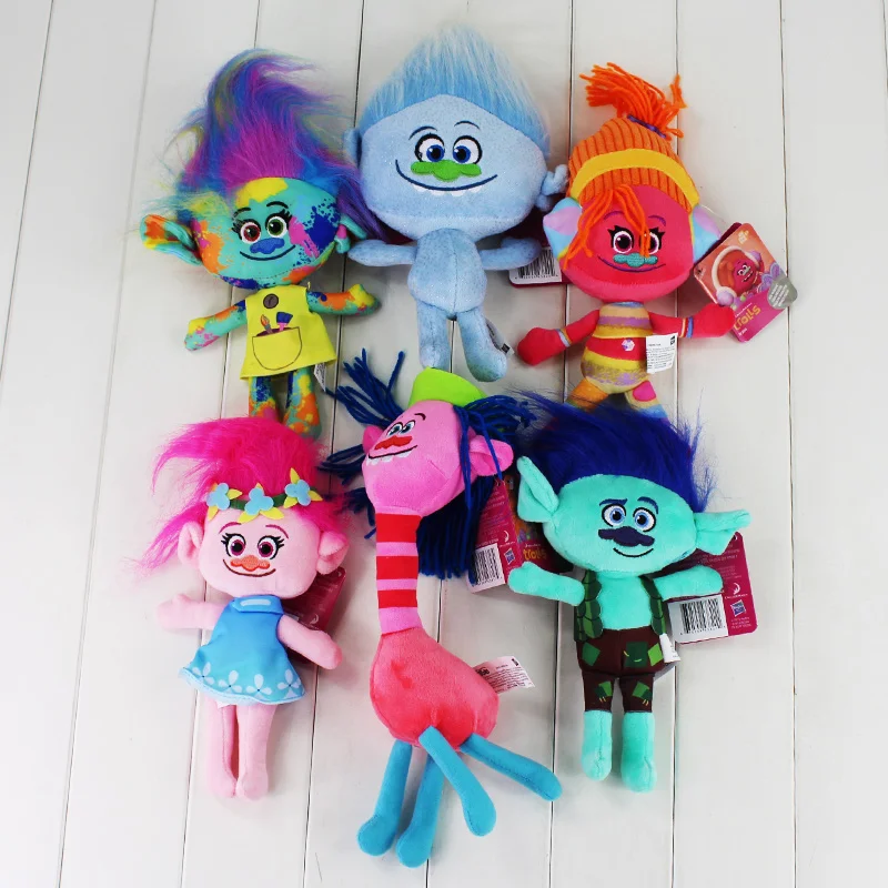 Newest 6 styles Trolls Plush Toys Poppy Branch Stuffed Cartoon Dolls The Dreamworks Trolls Christmas Gifts