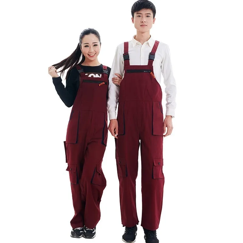 Men Women Bib Overalls Work Clothing Protective Coverall Repairman Strap Jumpsuits Working Uniforms Sleeveless Coveralls 4color
