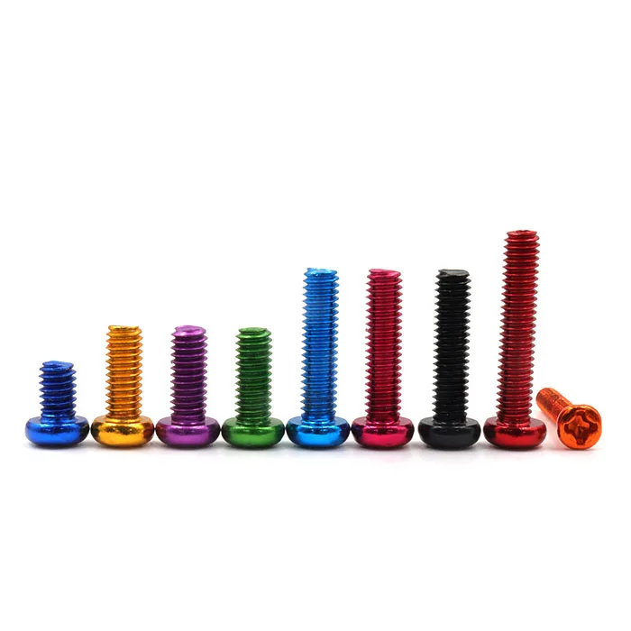 

10pcs M2 M2.5 cross screws round bolt pan head screw anodizing mechanical tooth bolts 6063 aluminum alloy silver color