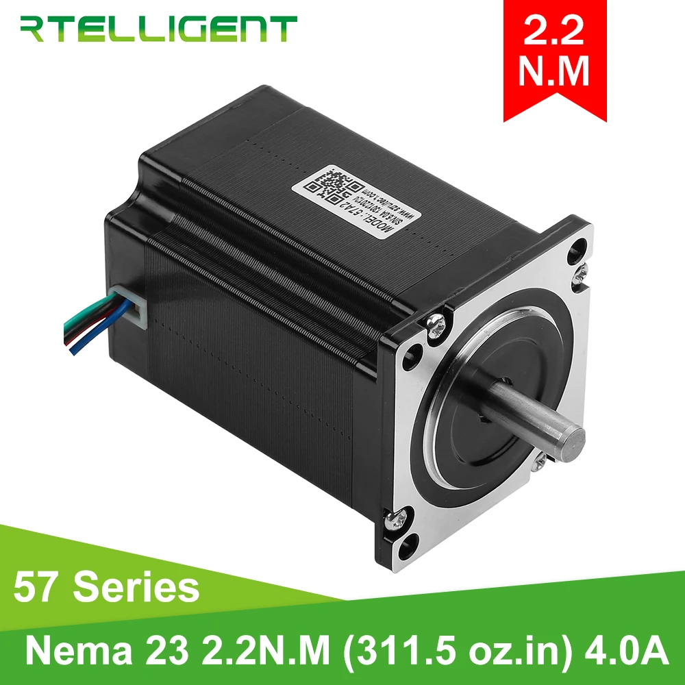 Rtelligent Nema 23 2.2N.M(22 kgcm) 311,5 Oz-in шаговый двигатель 80 мм вал диаматор 8 мм 57A2 шаговый двигатель для 3D-принтера