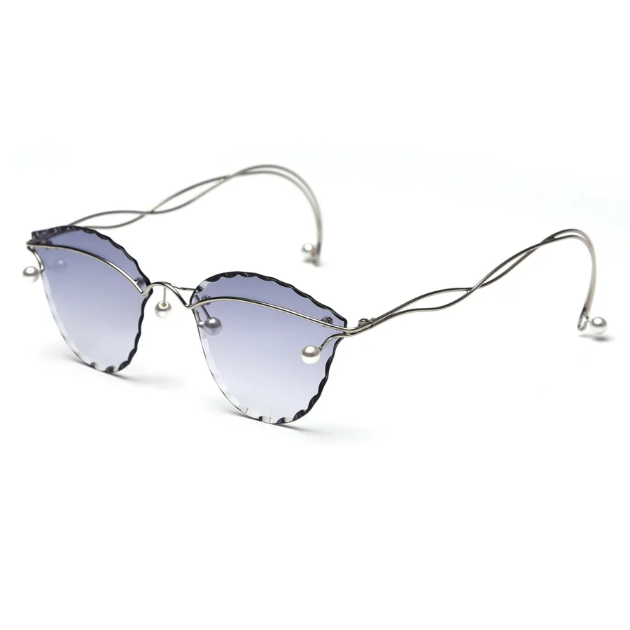 

Pearl Sunglasses For Women New Luxury Brand Personality Irregular Square Ladies Vintage Hip Hop Metal Men Eyglasses UV400 NX