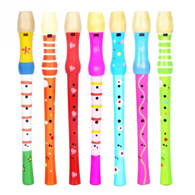 

Multicolor Wooden Musical Instrument Recorder Soprano Long Flute 8 Holes Early Musical Education Instruments
