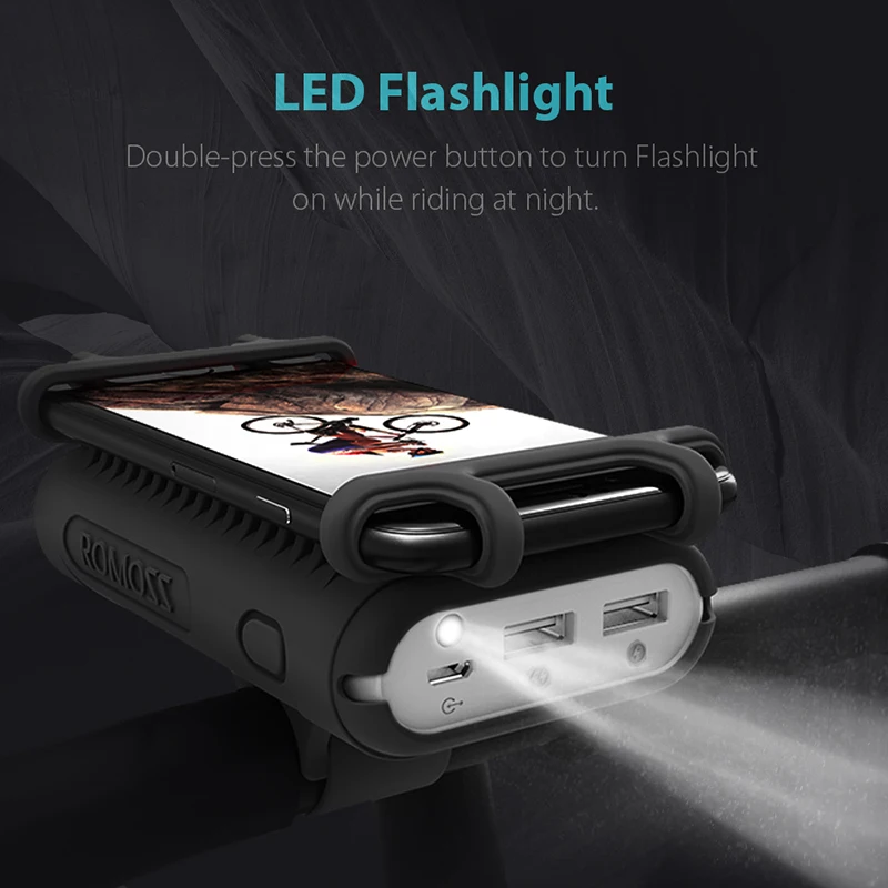 Romoss UR01 10000mAh Power Bank 2 in 1 Portable Charger With Bike Phone Mount Holder External Battery Pack For Smartphone Xiaomi Romoss UR01 10000mAh Power Bank 2 in 1 Portable Charger With Bike Phone Mount Holder External Battery Pack For Smartphone Xiaomi