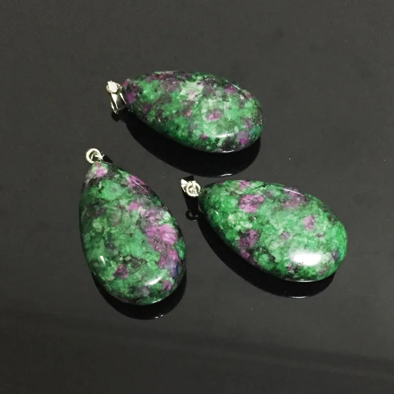 Большой размер Зеленый Камень Натуральный Рубины Zoisite кварцевые каменные подвесные украшения аксессуары бусины сделай сам ручной работы для ожерелья брелок