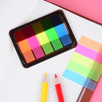 

100Pcs DIY Fluorescen transparent Sticker Bookmark Marker Memo Flags Tab Sticky Notes School Stationery Supplies