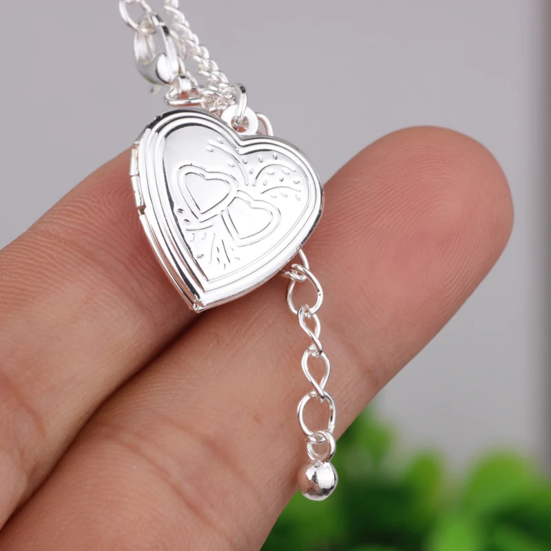 

N124 Fashion jewelry silver plated heart with consonance heart shape locket pendant necklace