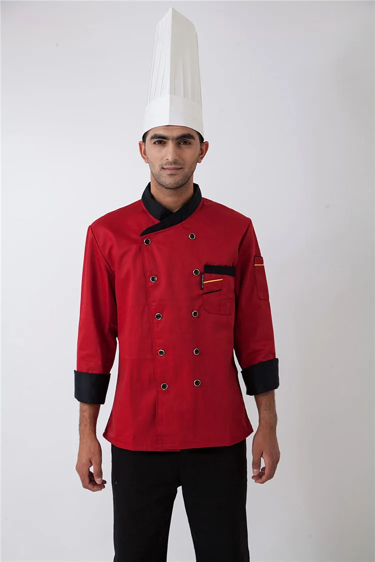 Высокое качество с длинными рукавами для мужчин шеф-повара обслуживание отеля рабочая одежда ресторан двубортная женская униформа для шеф-повара КУРТКА