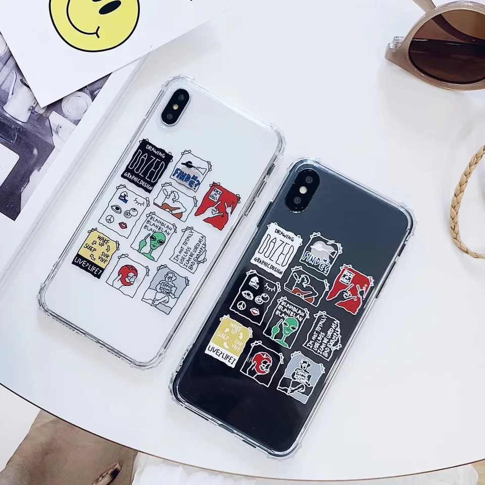 Hot Fashion Label Puzzle Silicone Lucency Case For Iphone Xs Max Xr X 7 8 6s Plus Luxury Street Trend Stripe White Phone Cover Aliexpress