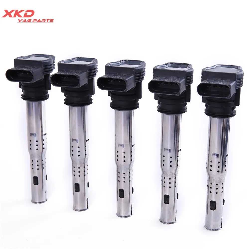 5Pcs Ignition Coils For VW Jetta Golf Rabbit Beetle 2.5 (5Cyl) 07K 905