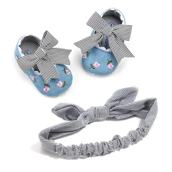 

NEW Baby Shoes Headband Newborn Girls Soft Soled Princess Crib Shoes Prewalker