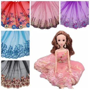

16-24CM Mesh Embroidery Lace Colorful Lace Underwear Lace Diy Barbie Doll Lace for sewing webbing 20 yards