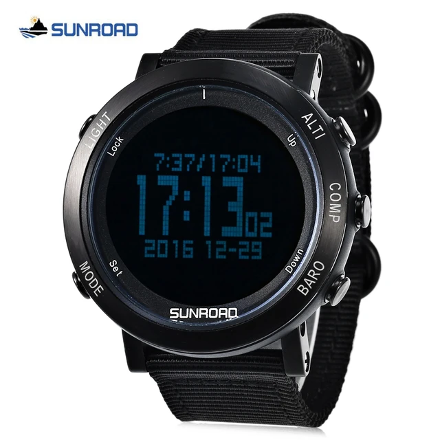 SUNROAD Outdoor Sports Watch Men Women Digital Sport Watches EL Backlight Weather Stopwatch