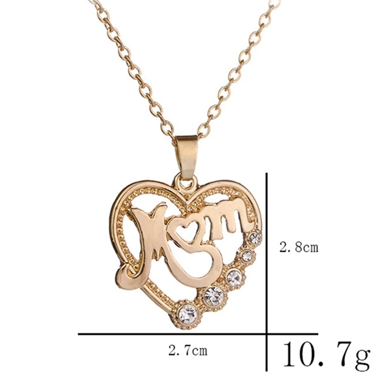 

Unique Design Necklace For Women Mother's Day Gift For MOM Hollow Out Gold Silver Alloy Metal Heart Pendant Necklace