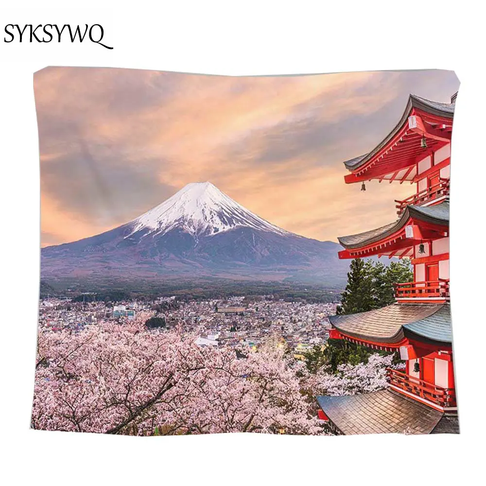 

Mount Fuji Tapestry Japan Wall Hanging Nara temple Wall Blanket Indian Decoration Home Primitive Decor