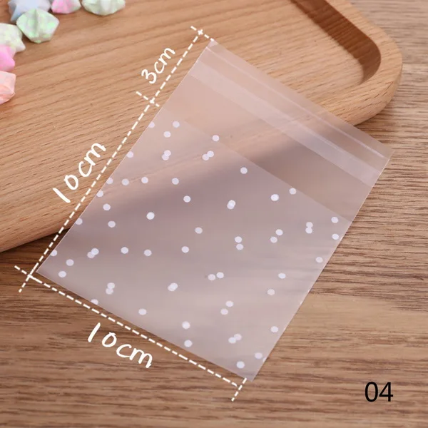100Pcs Transparent Round Spot Dot Candy Cookies Beads Moisture Proof Self Adhesive Gift Bag Pouches DIY Wedding Brithday Gifts 