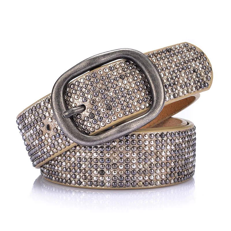 Роскошный ремень с заклепками в стиле панк-рок, Пряжка из воловьей кожи, ручная работа, Cintos, женский тонкий ремень в стиле хип-хоп для джинсов BL294
