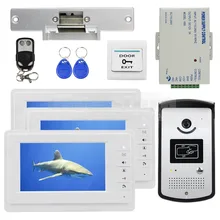 DIYSECUR Cámara Video de La Puerta Teléfono Video Intercom Timbre Monitor de Huelga Eléctrica Bloqueo RFID Keyfobs 1v3