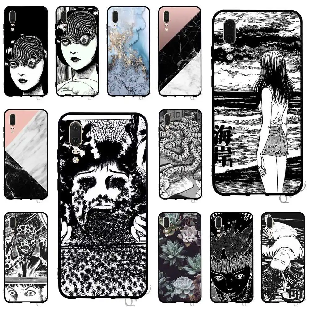 

Ultra Thin Junji Ito Tees Horror Phone Cover for Huawei P20 Pro Case P10 P8 Lite P9 Mini P Smart Mate 10 20 TPU Backshell