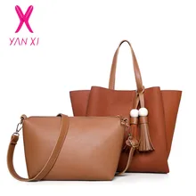 YANXI Moda de Señora Tote Shoulder Messenger Tote Bolsos de Diseño Conjuntos de China Las Mujeres de Cuero Suave Calidad de LA PU Compuesto Bolsas de Las Mujeres