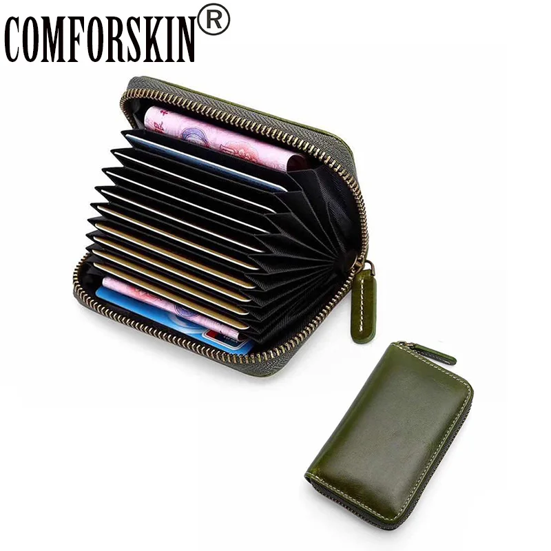 

COMFOSKIN B Brand Genuine Leather Card Wallet Small Card Bag Credit card Holder New Arrivals Large Capacity Card Case Hot Sales