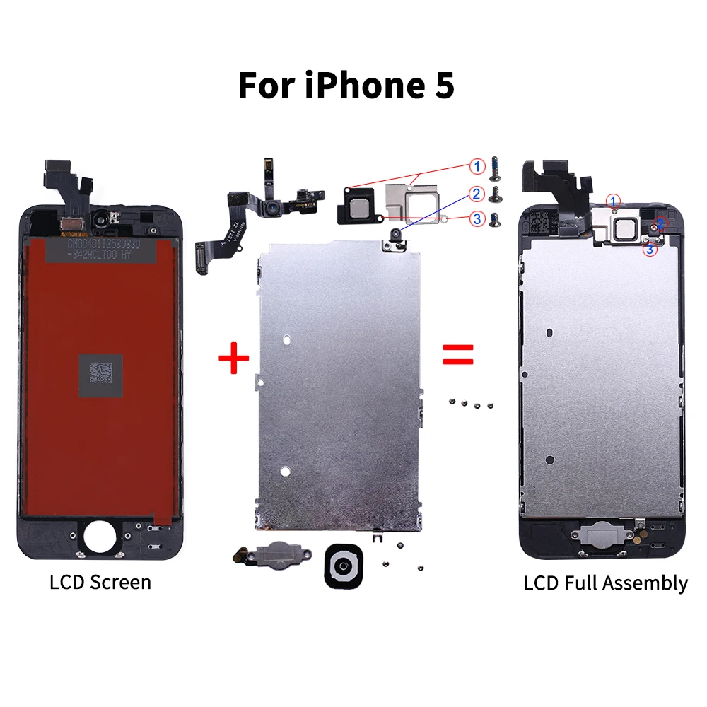 AAA+++ lcd полная сборка для iPhone 5S 5 5c SE 6 сенсорный стеклянный дисплей и ЖК-модуль и замена дигитайзера+ кнопка Home+ фронтальная камера