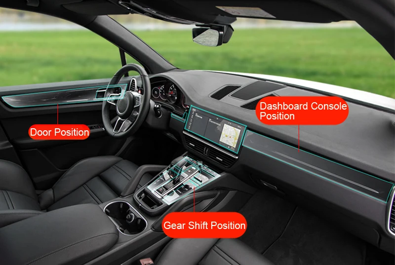 Защитная пленка для салона автомобиля 1 комплект левый руль Porsche Cayenne 2019|Лепнина