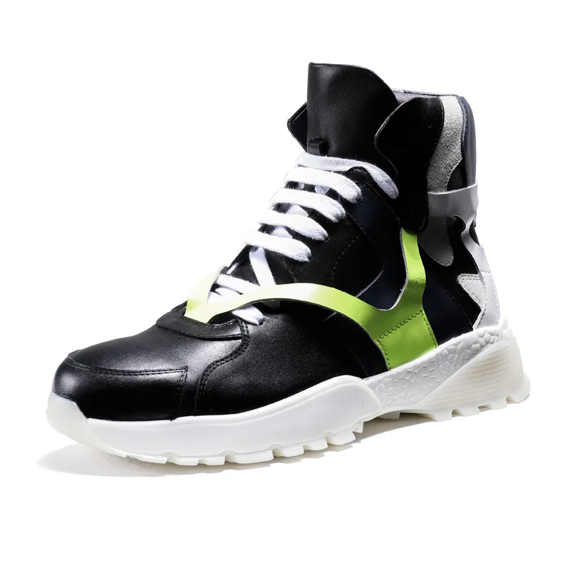 

high top casual shoes mens Genuine Leather cowhid breathable sneaker boots men Leisure shoes designer shoes men high quality