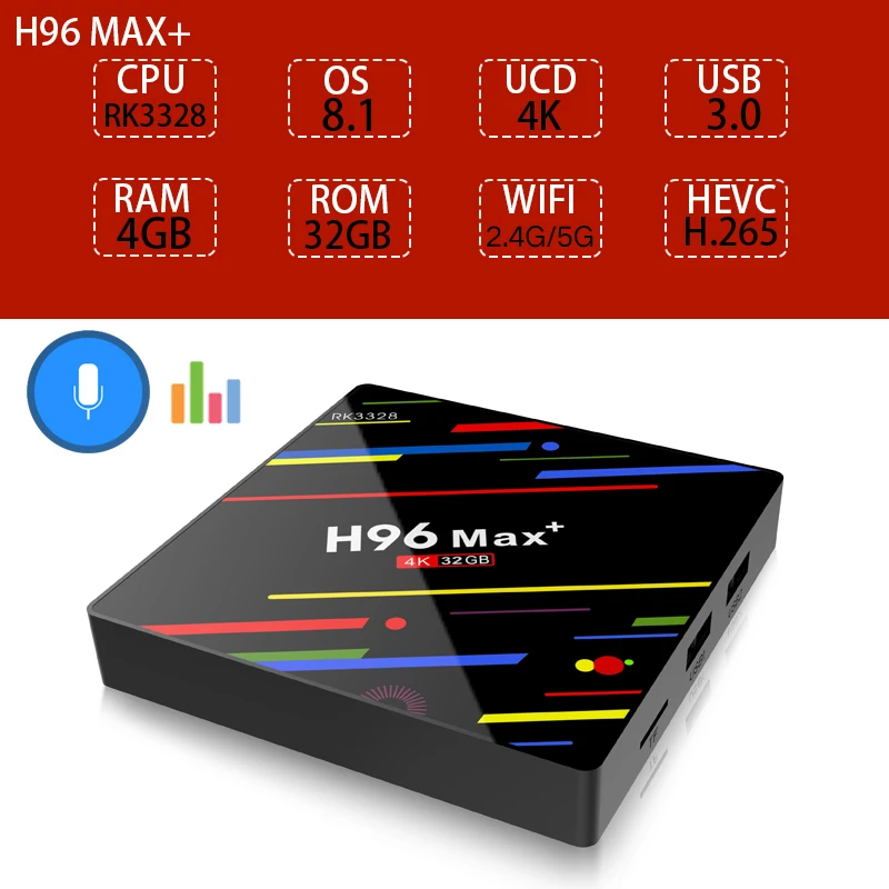 H96 MAX plus Android 8.1 TV Box 4 gb RAM 32 gb ROM Set Top Box RK3328 Quad core 2.4 g/5g Wifi 4 k Smart Media Player H96 pro max