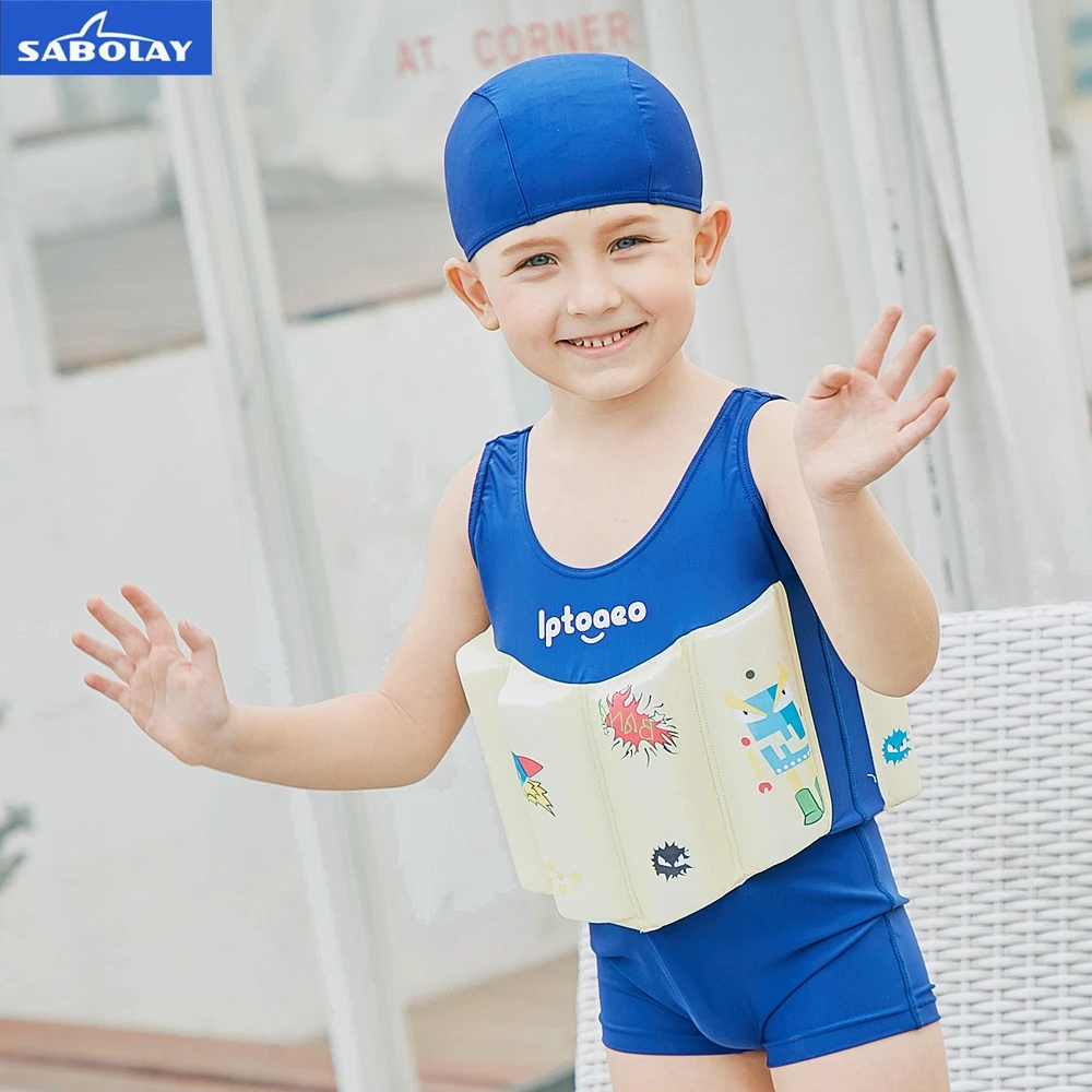 SABOLAY soft Children's Elastic Boys Swimsuit One Piece Summer Buoyant
