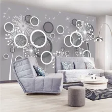 Пользовательские 3D принт стереоскопическая ткань для стен фрески матовый шелк для гостиной цветы круги обои с изображением одуванчика