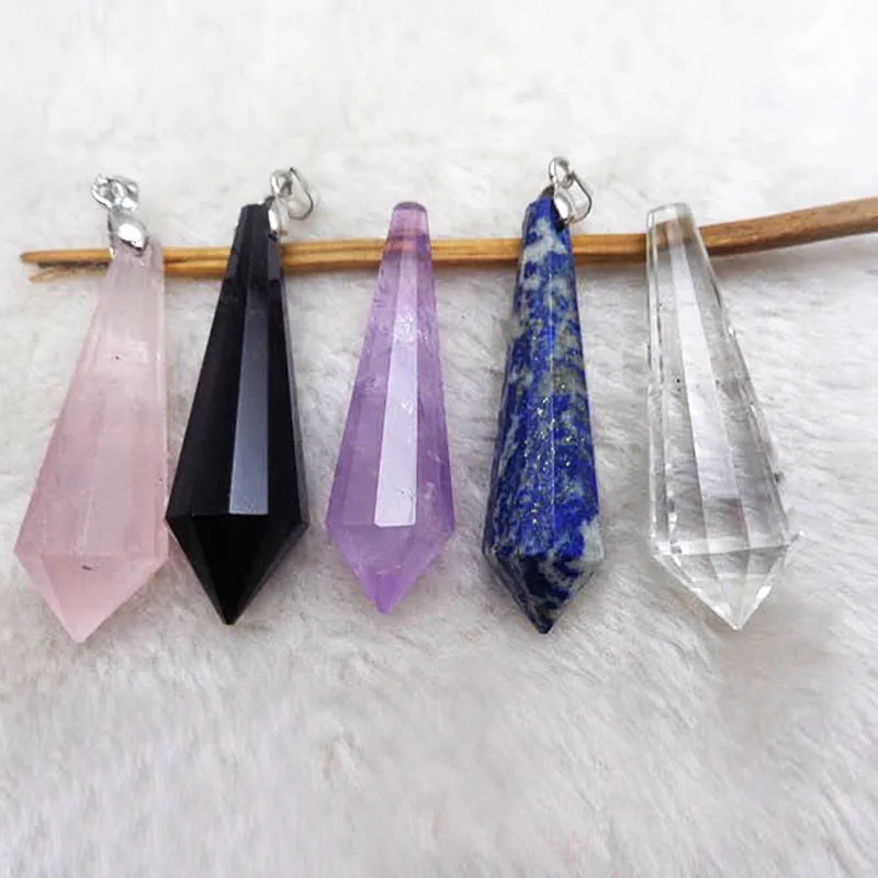 Natural quartz crystal stones wand point Spirit pendulum for healing stones (6)