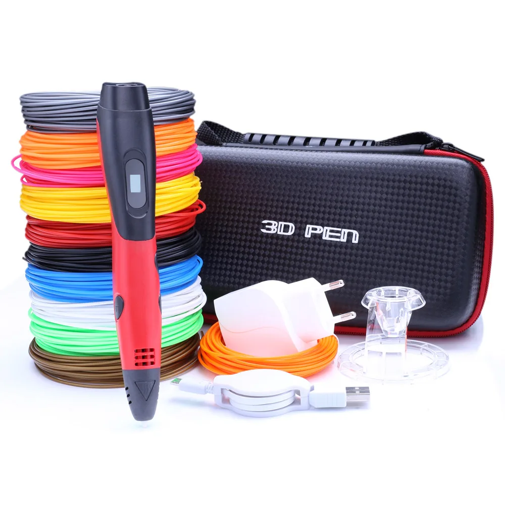 

New Model caneta 3d Pen With 100 Meter 10 Color Filament Plastic natal 3 d Pens mais vendidos For Kids christmas presents