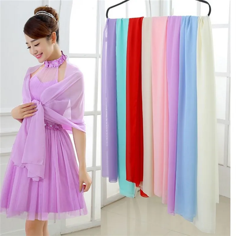 2018 Causa Donne Chiffon Avvolge e Scialle 200*45 cm scialli per la cerimonia nuziale del Vestito sciarpa Lunga Involucri Nuziali per Vestito da Partito di sera