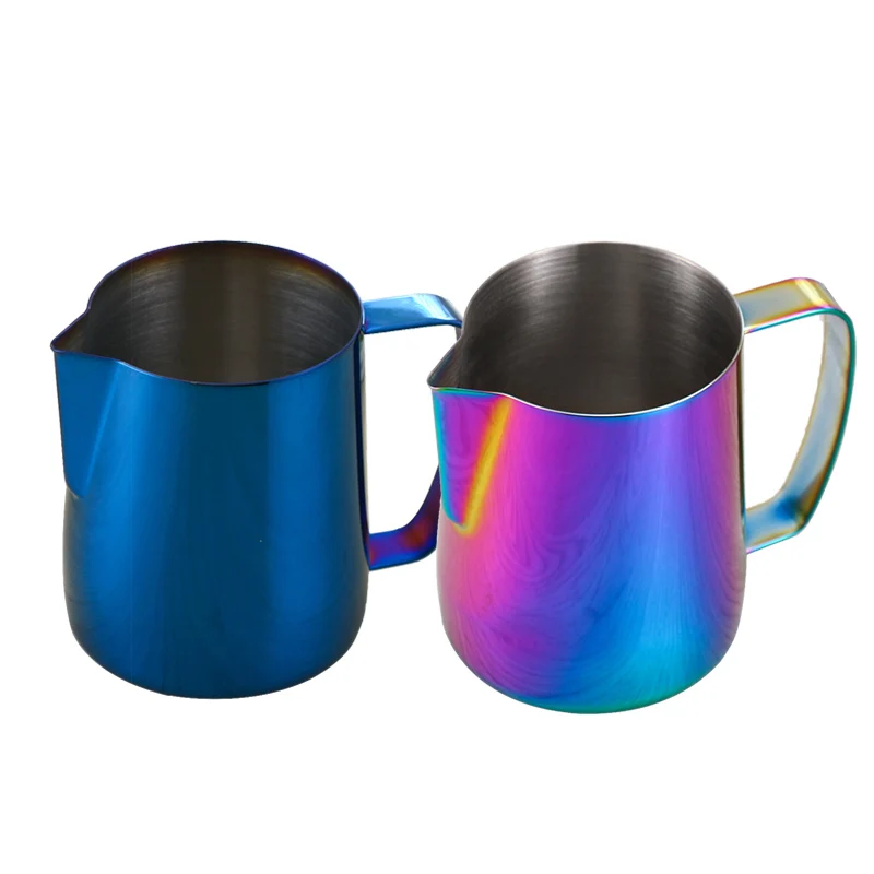 Beste Melk Opschuimen jug Espresso Koffie Pitcher Barista Craft Koffie Latte Melk Opschuimen Jug Rvs Kleurrijke Mok Opschuimen Jug