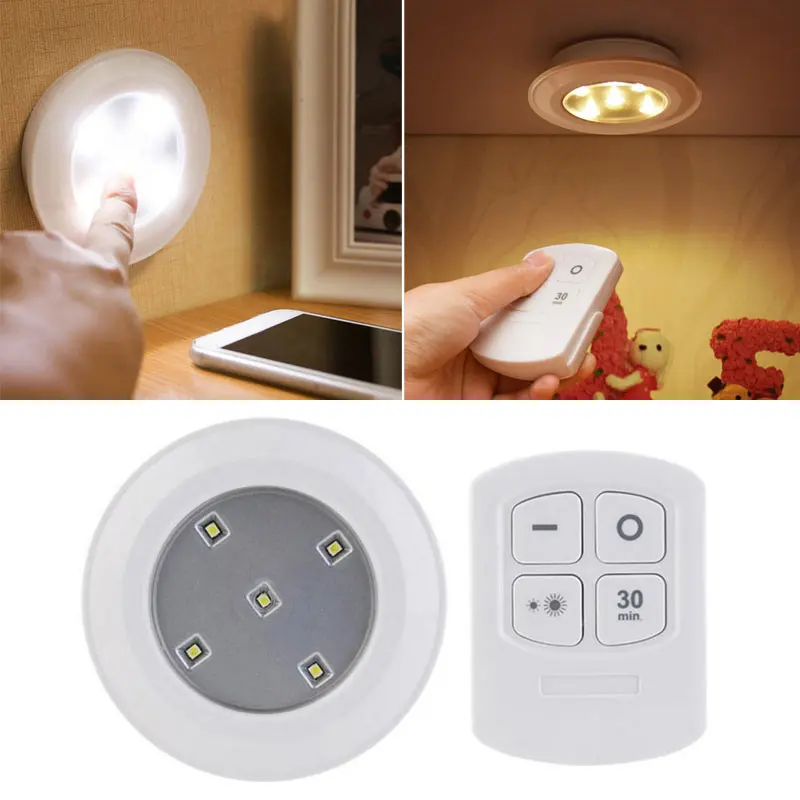 IKVVT 6 LED Wireless Puck Bright White Warm White Lights Remote Control