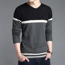 Мужской свитер, повседневный пуловер с v-образным вырезом, Мужская Осенняя тонкая рубашка с длинным рукавом, мужские свитера в стиле пэчворк, вязаные топы m-xxxxl