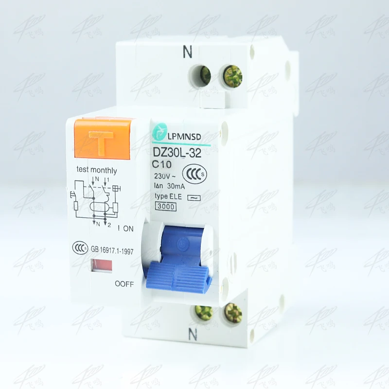 

DZ30LE-32 1P+N 10A 16A 20A 25A 32A 230V 50/60HZ Residual Current Circuit Breaker With Over Current Leakage Protection