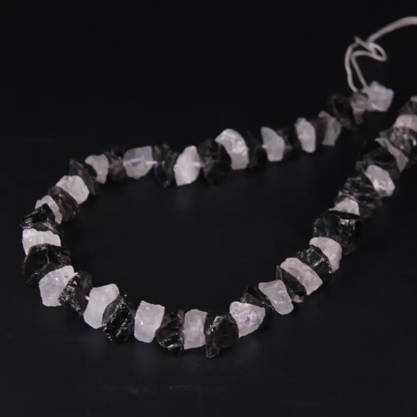 

15.5"/strand Natural White&Smoky Quartzs Freeform Roug Nugget Chips Loose Beads,Raw Crystal Stone Gravel Pendants Jewelry Making