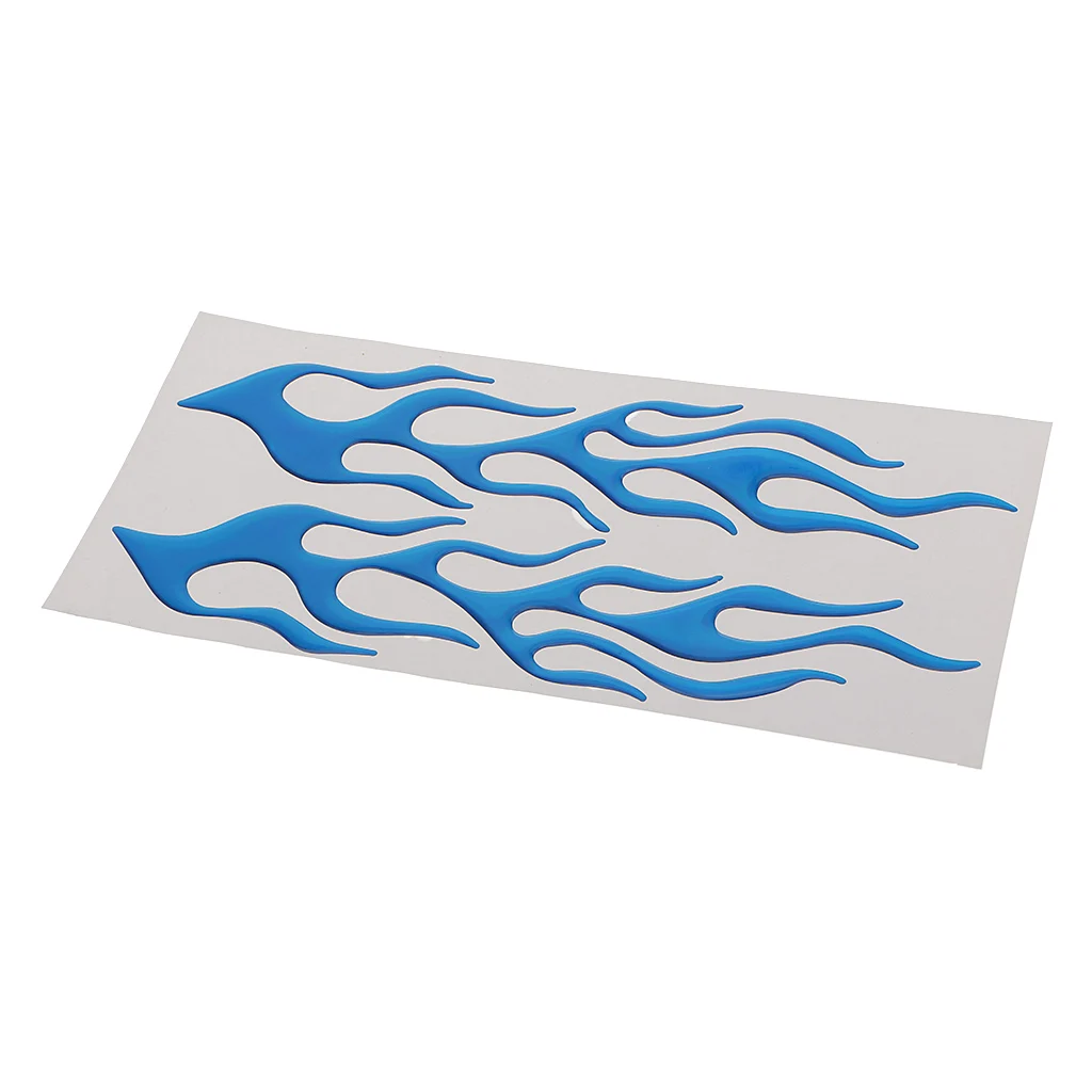 1 Pair 3D Blue Flame Pattern Sticker Decoration  Car/Motorcycle/Scooter Body/Dashboard Made By Crystal Epoxy 11.4 x 1.97 Inch
