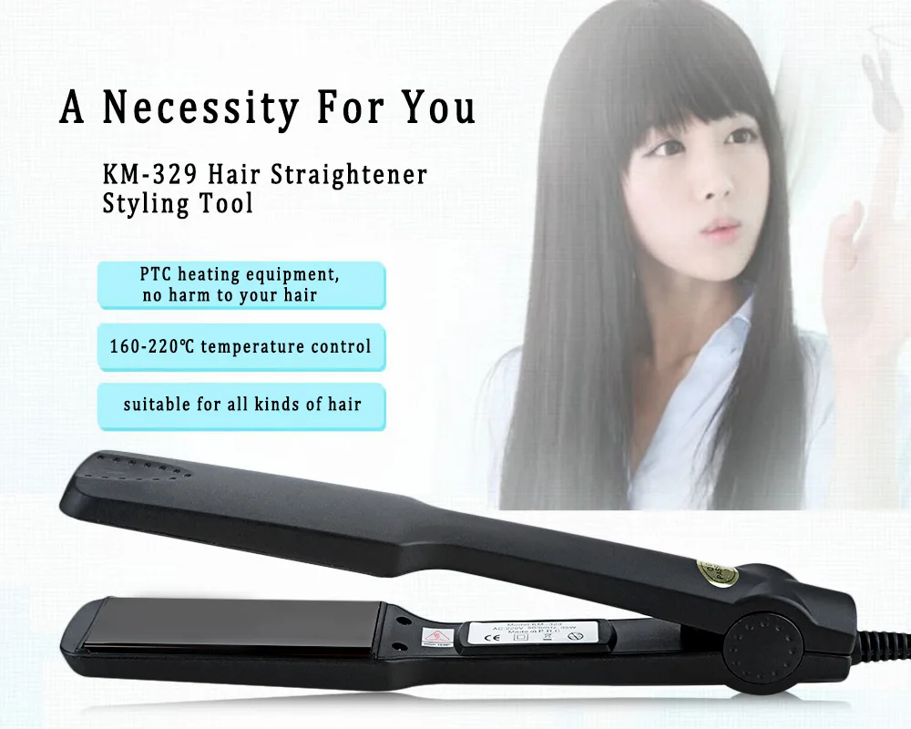 KM - 329 Professional Hair Straightener Tourmaline Ceramic Heating Styling Tool