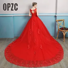 Реальное фото красное свадебное платье без рукавов с вырезами свадебное праздничное ТРАПЕЦИЕВИДНОЕ ПЛАТЬЕ Роскошный вышитый цветок Кристалл Королевский поезд