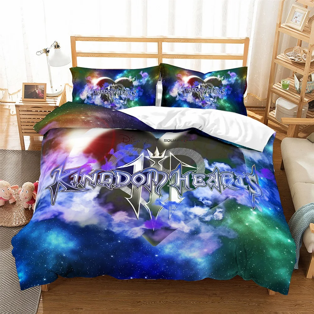

3D Print Kingdom Heart Duvet Cover Set Colored Galaxy Bedding Set Family Microfiber Bed Linen Set 3PCS with 2 Pillowcase Bed Set