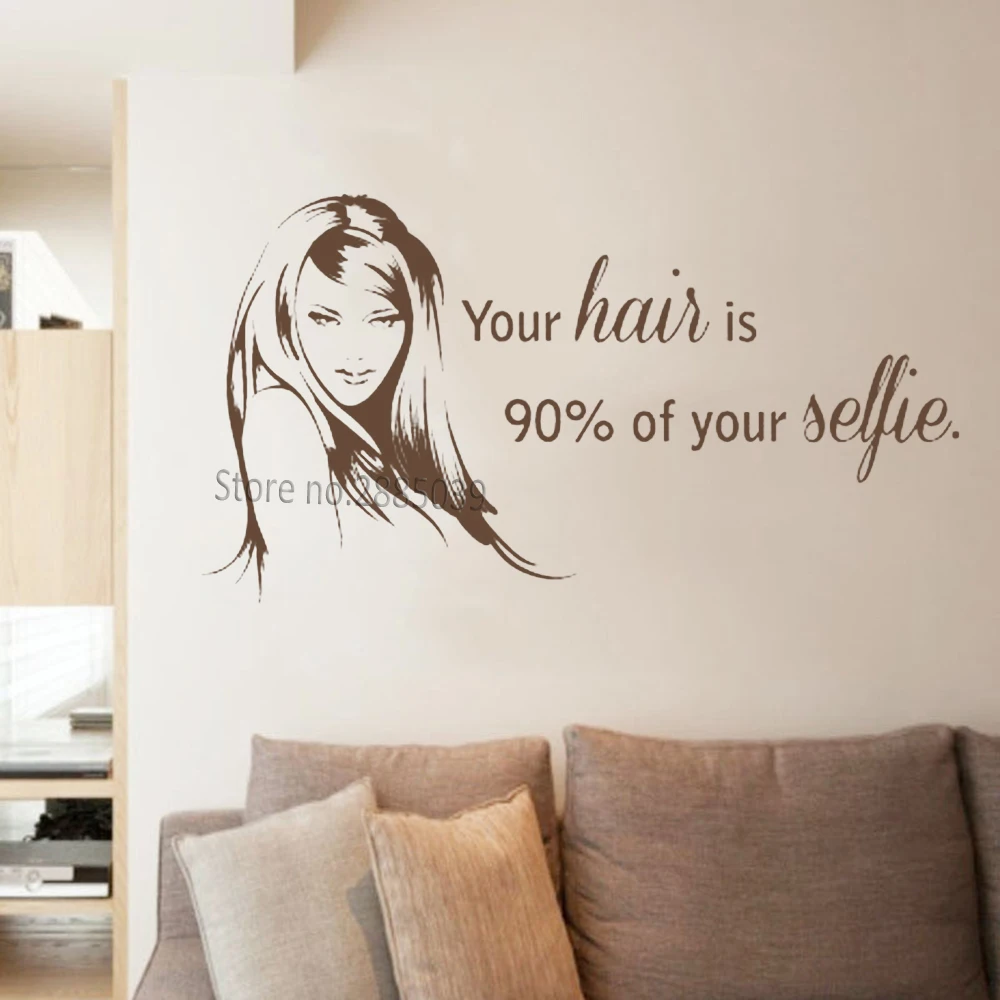 Красивые Красота волос салон наклейка Настенный декор окна Стикеры s Wall Art Цитата