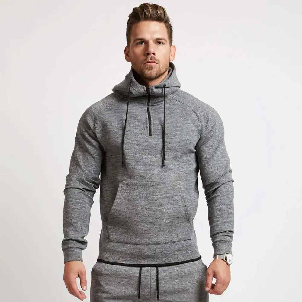 New Hooded Running Jacket Men Breathable Fitness Sports Coat Jogging Basketball Sweatshirt Gym Training Jackets Long Hoodies - Цвет: Gray