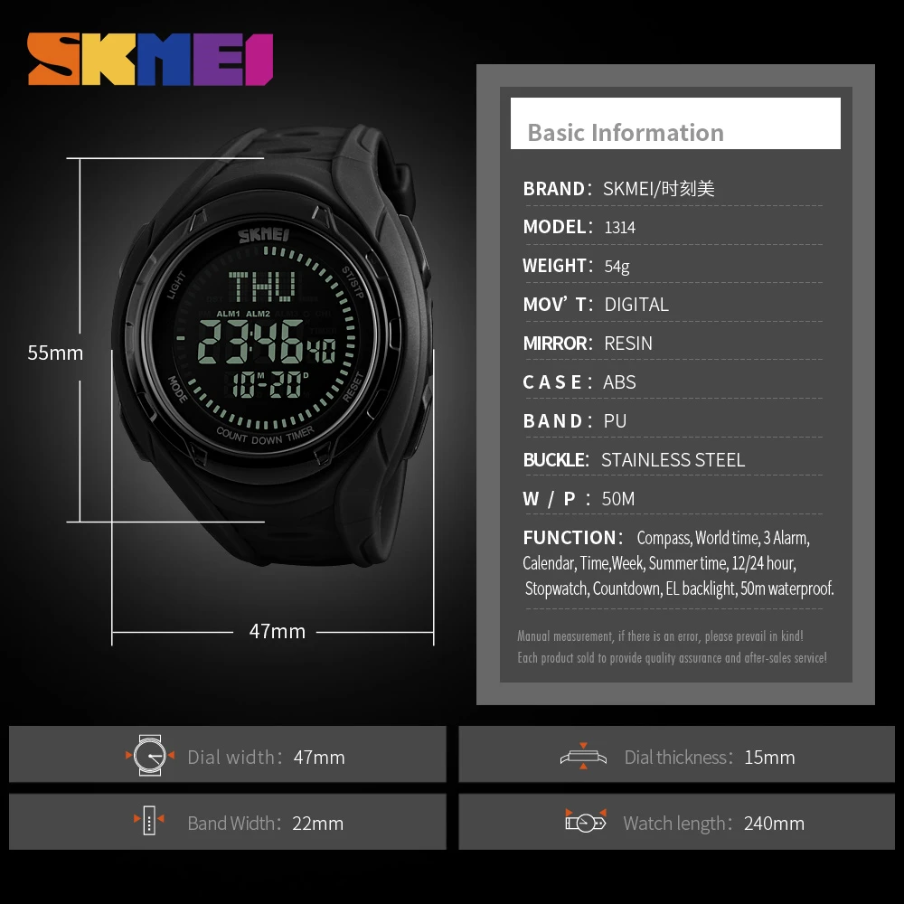 SKMEI Для мужчин Спортивные часы Компасы Водонепроницаемый модные часы обратного отсчета Chrono 3 тревоги Цифровые наручные часы Relogio Masculino