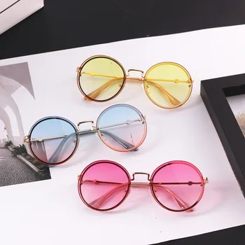

2019 years NEW 3-9 years Kids Round Sunglasses Rimless Frame Gradient lens Vintage Cool Boys&girls glasses UV400 eyewear N316