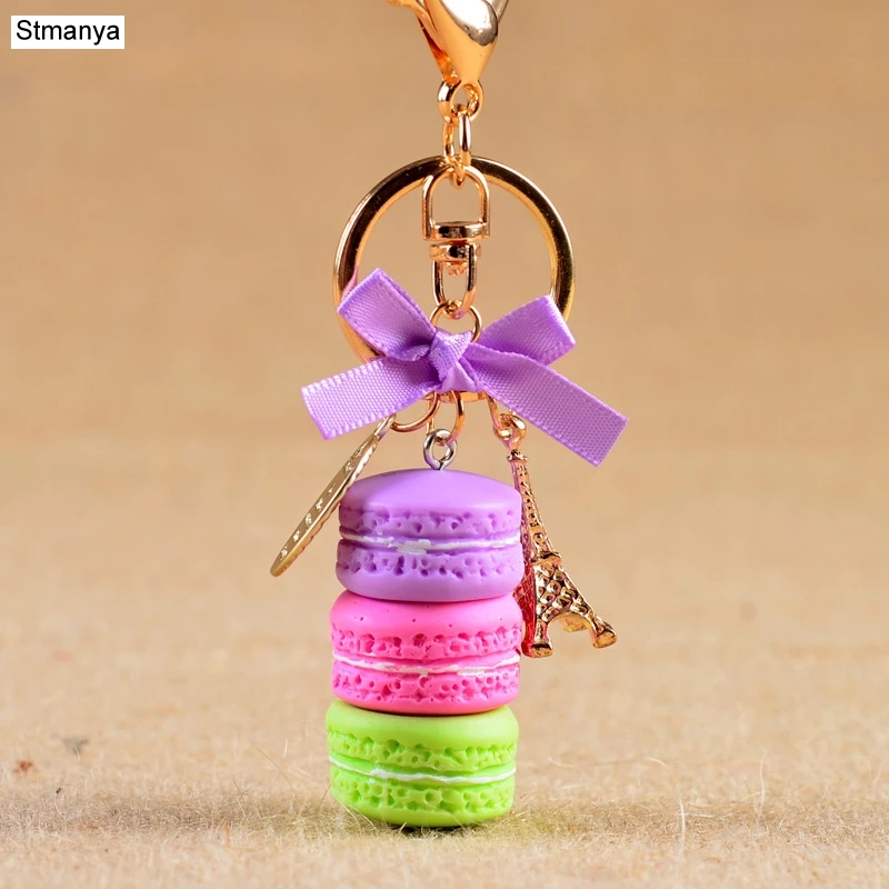 Women Cake Key Chain Fashion Cute French pastries Keychain Bag Charm Car Key Ring Wedding Party gift Jewelry 17278