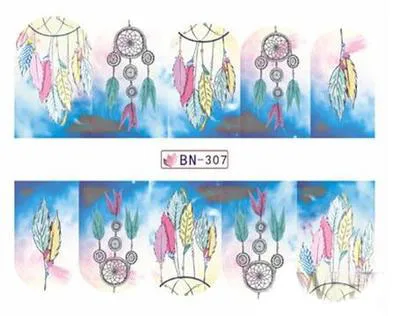 BN307 1 шт. Смешанные Конструкции Колокольчиков Переброски Вод Nail Art Наклейки Мечта Яркий Цвет Наклейки Женщины Составляют Инструменты наклейки для ногтей - Цвет: BN307