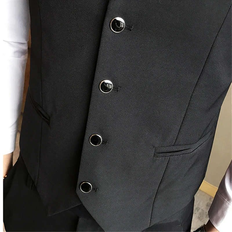 Новые черные мужские Формальные жилет Цвет Slim Fit однобортный повседневный